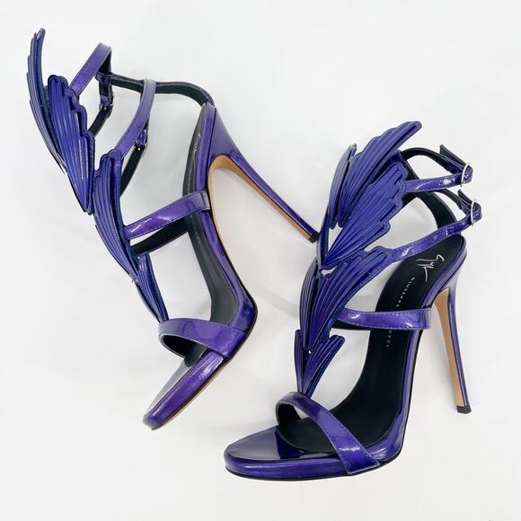Giuseppe Zanotti Metallic Purple Cruel Alien Wing Stiletto Heel Sandals IT 37 - Picture 5 of 13